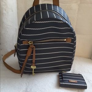 Fossil backpack and wallet set